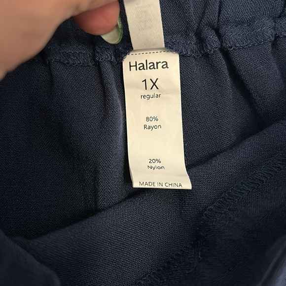 Halara High Waist Side Pocket Wide Leg Linen Feel Pants Blue - Picture 11 of 11